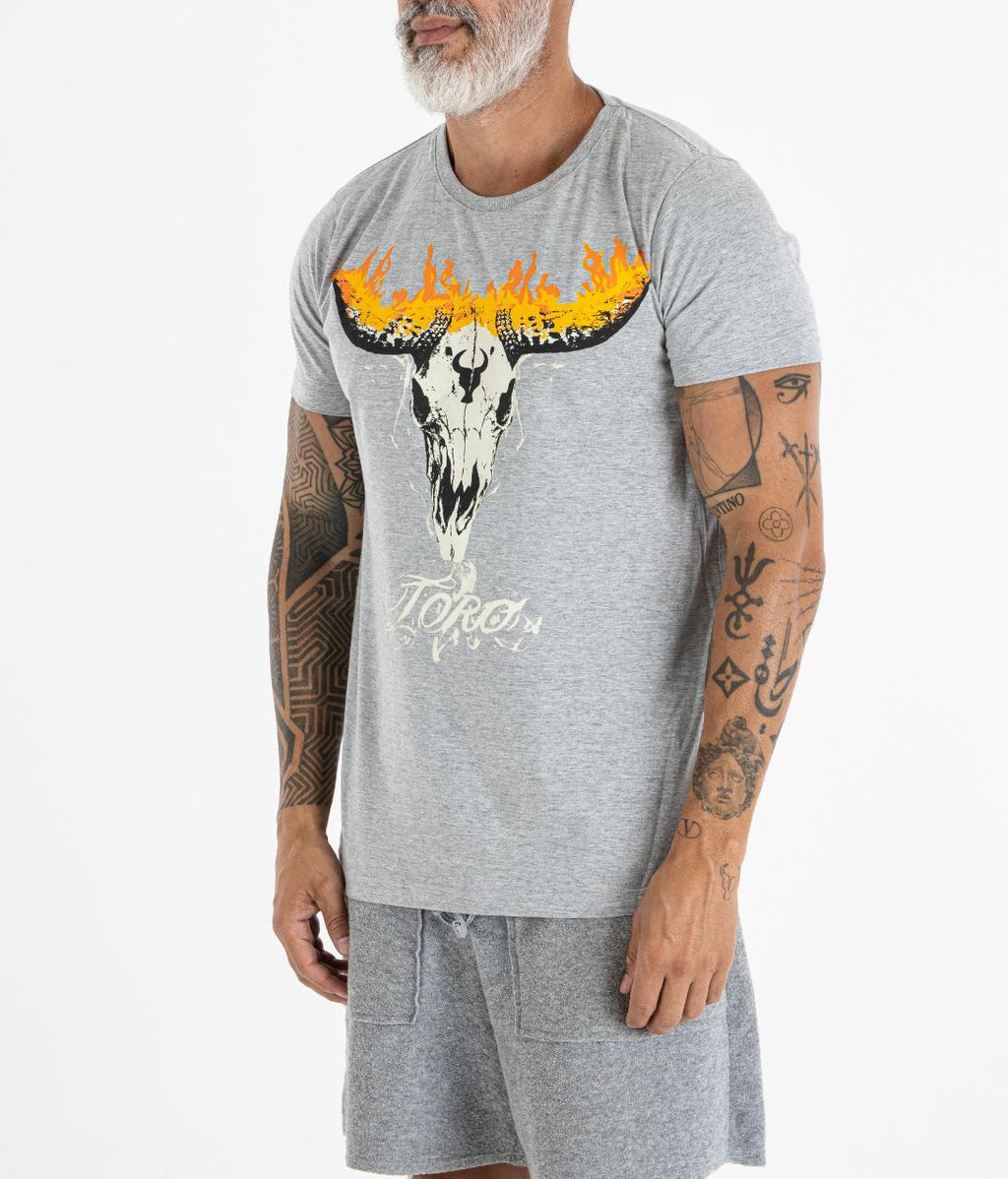 T-shirt TORO Flame Skull Gray
