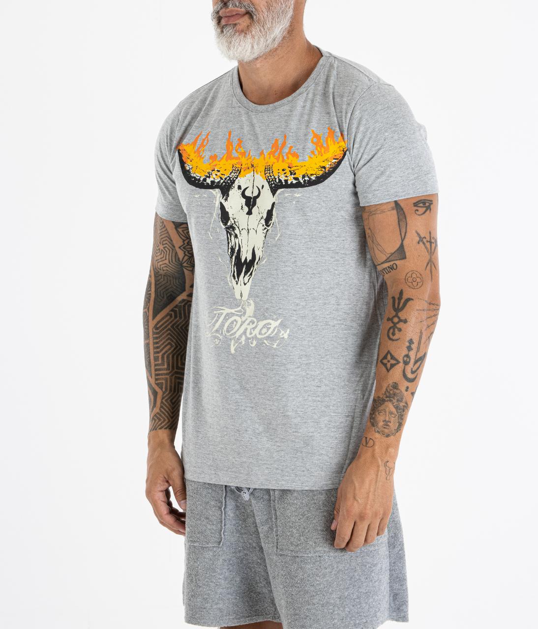 T-shirt TORO Flame Skull Gray