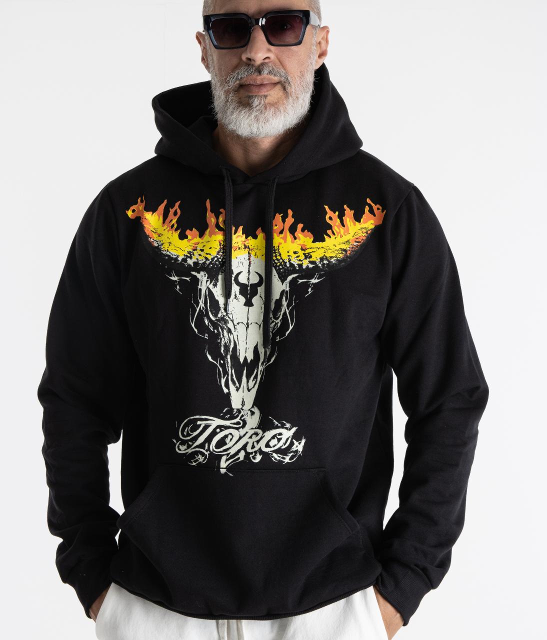 Moletom TORO Capuz Flame Skull Black