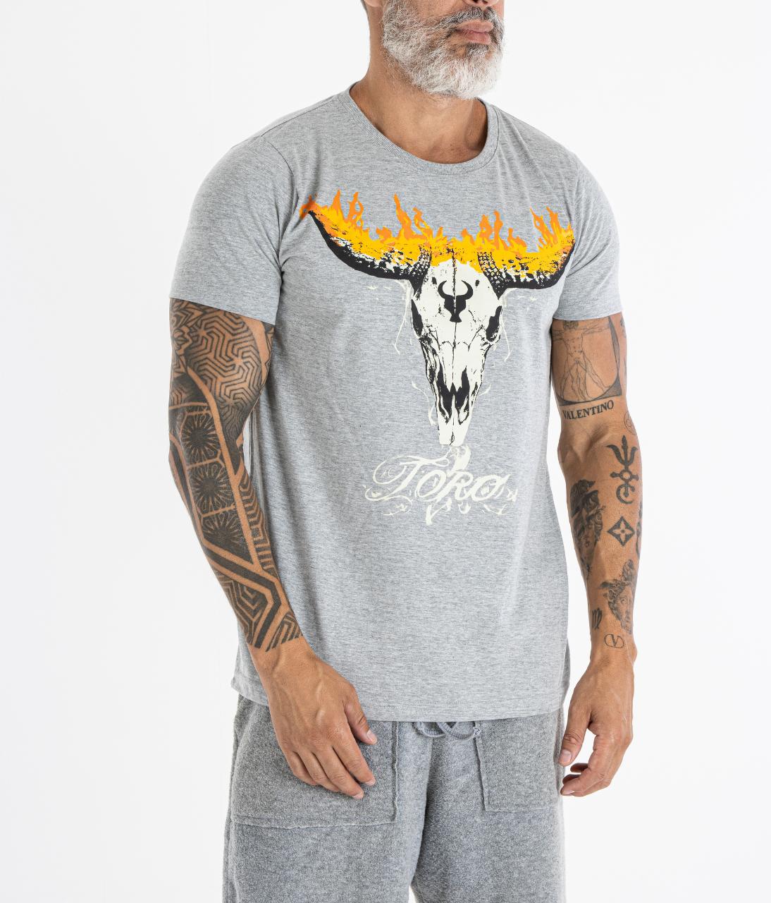 T-shirt TORO Flame Skull Gray