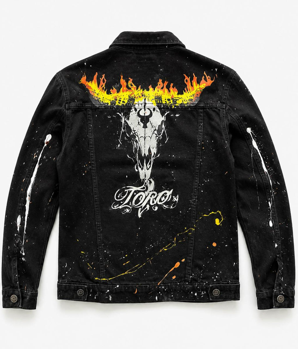 Jaqueta TORO Custom Splash Preta Flame Skull  TAM/G