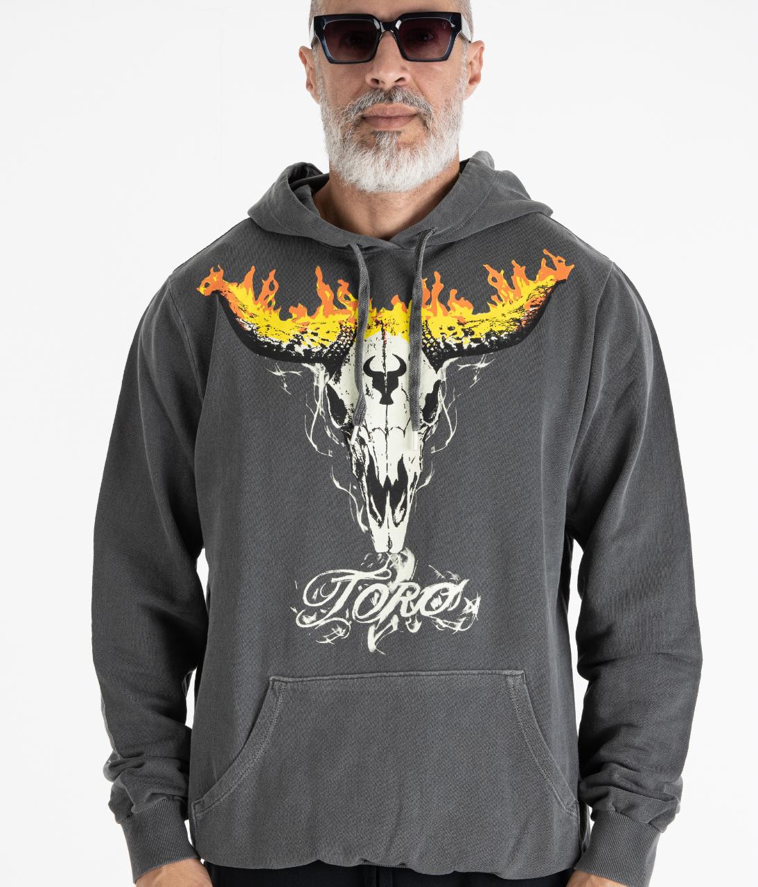 Moletom TORO Capuz Flame Skull Stone