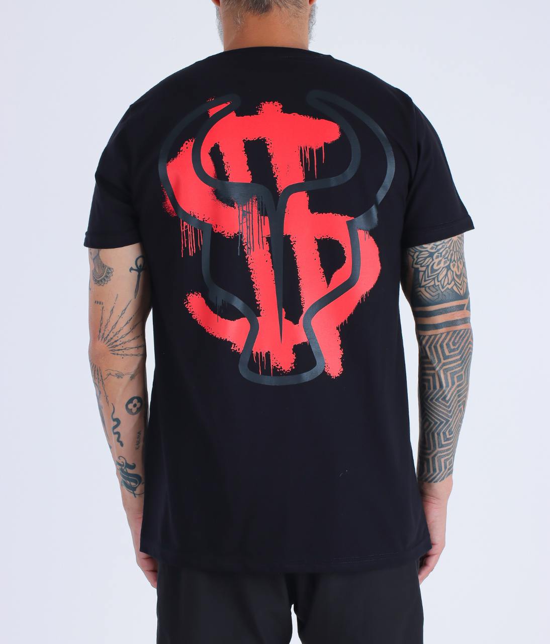 T-Shirt Dollar Spray Black Red