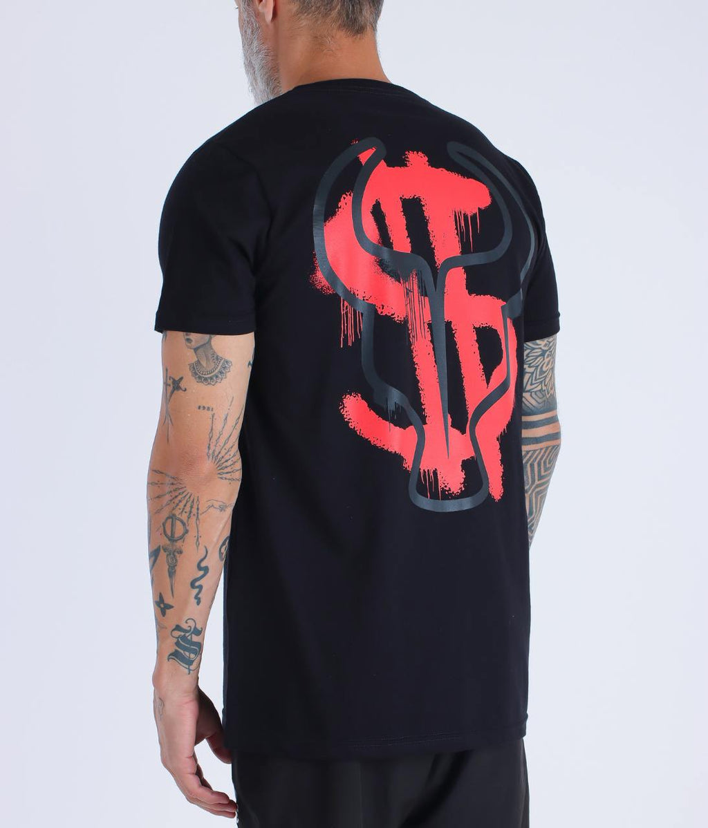 T-Shirt Dollar Spray Black Red