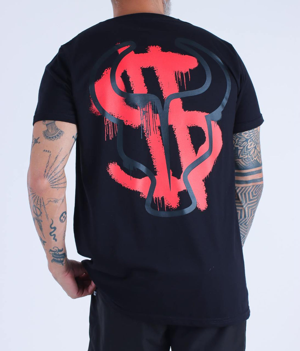 T-Shirt Dollar Spray Black Red