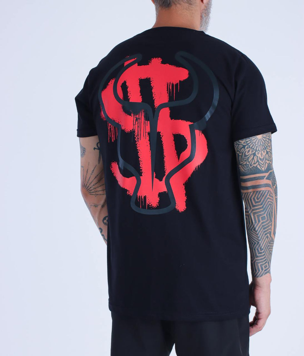 T-Shirt Dollar Spray Black Red