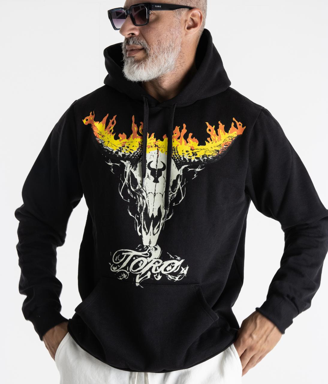 Moletom TORO Capuz Flame Skull Black