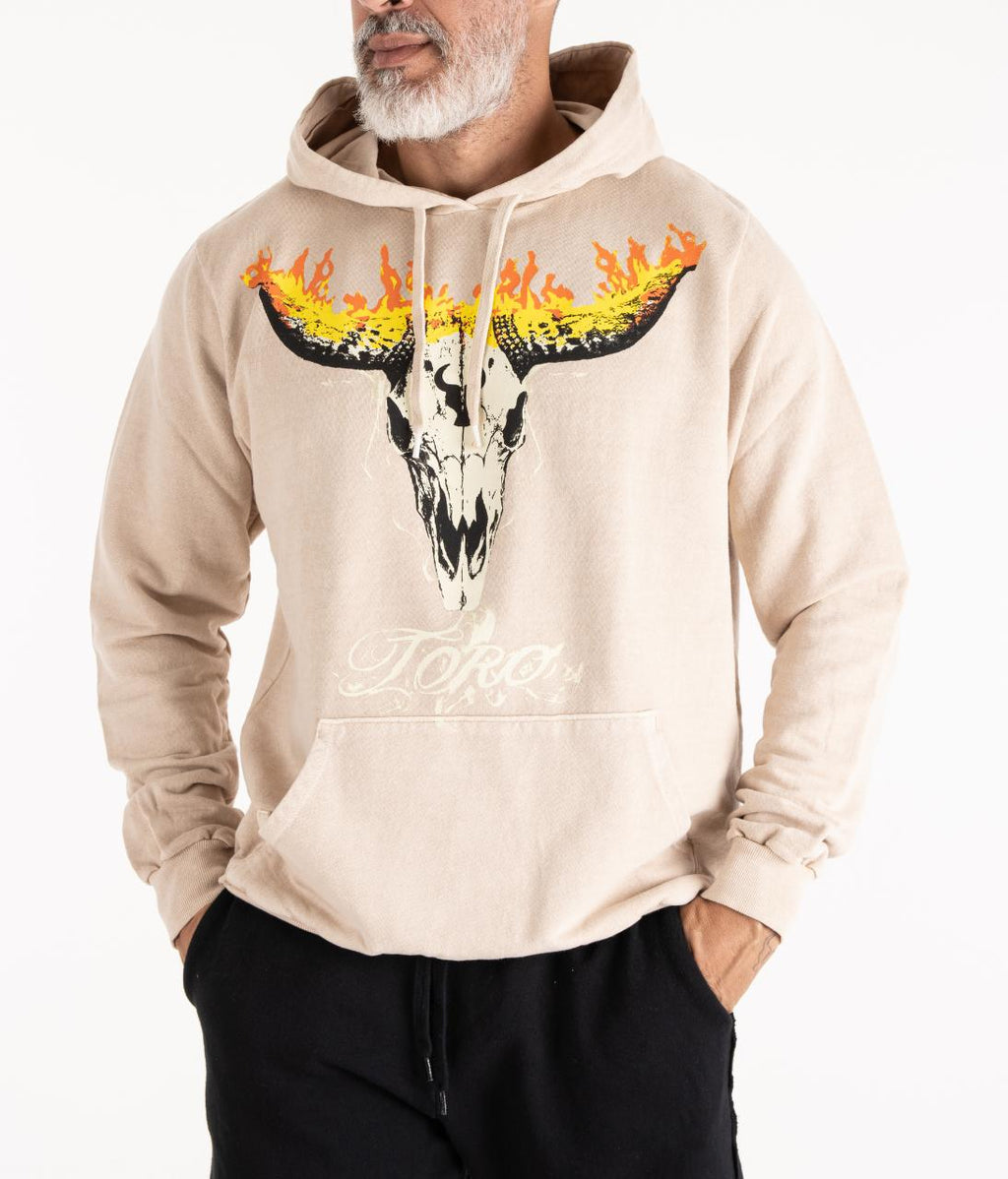 Moletom TORO Capuz Flame Skull Areia