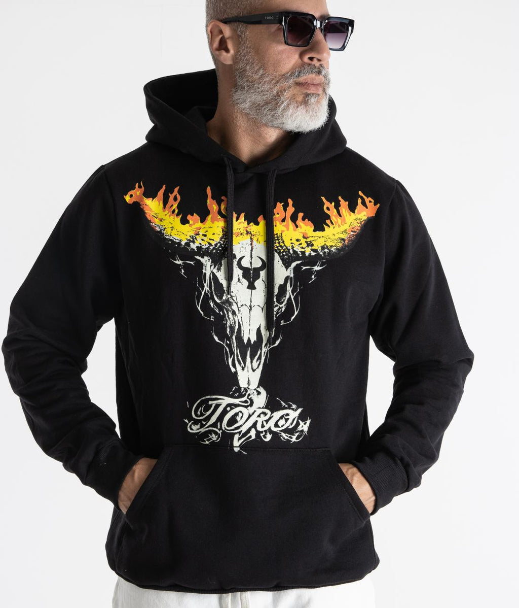 Moletom TORO Capuz Flame Skull Black