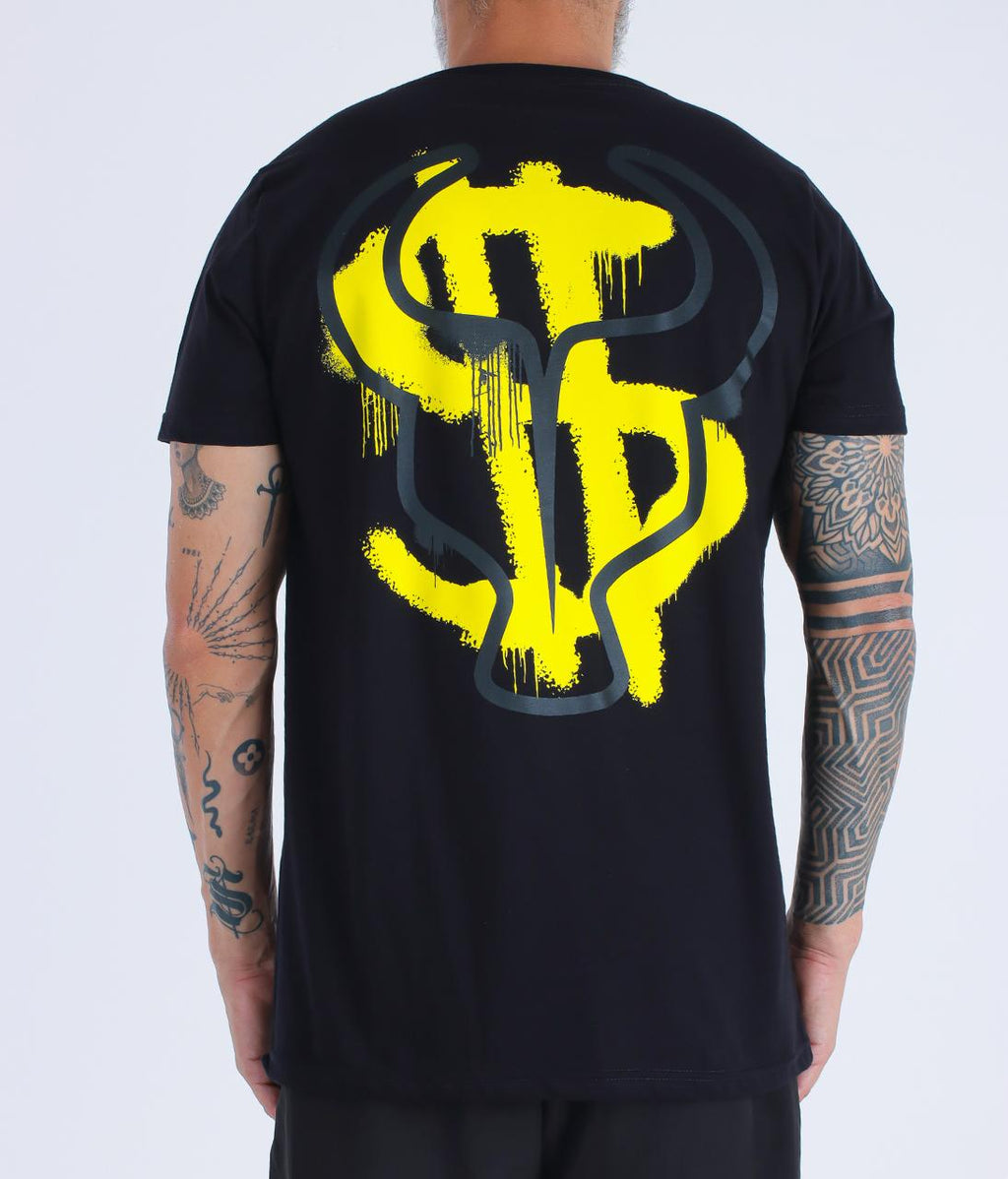 T-Shirt Dollar Spray Black yellow