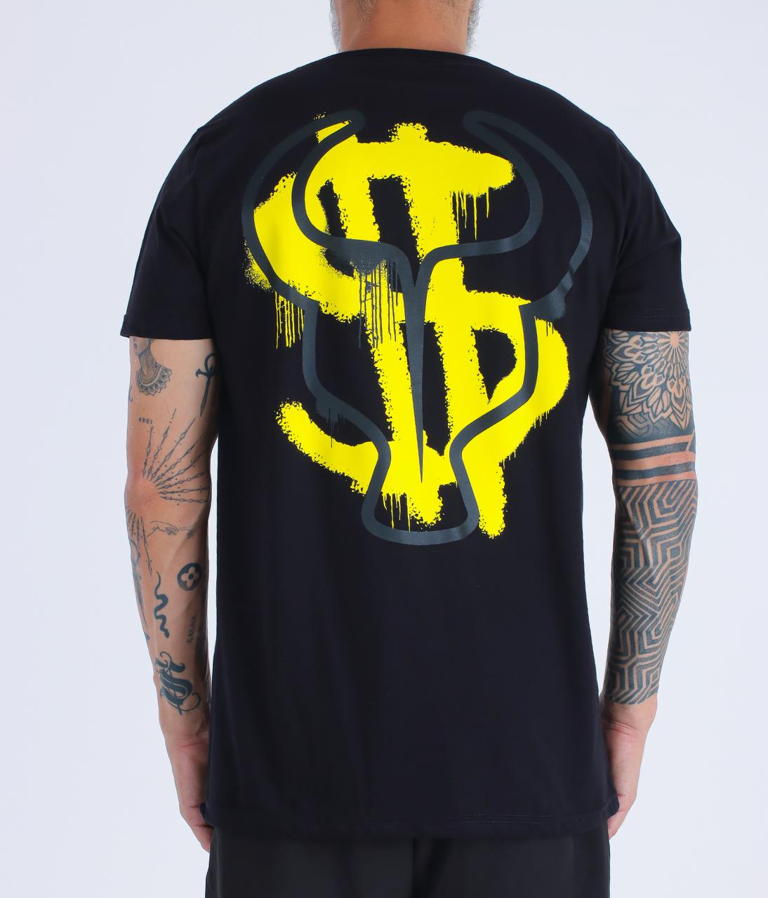 T-Shirt Dollar Spray Black yellow