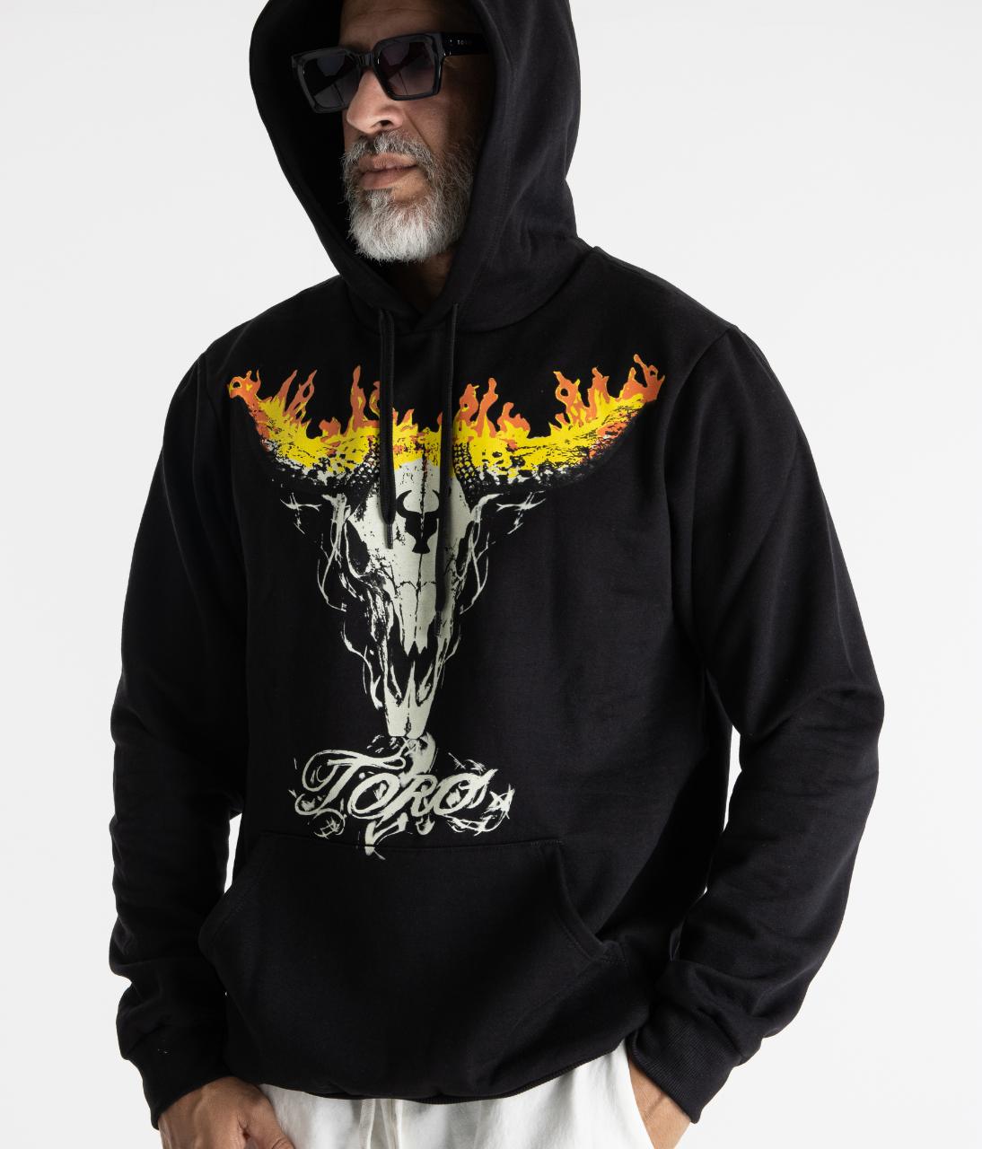 Moletom TORO Capuz Flame Skull Black